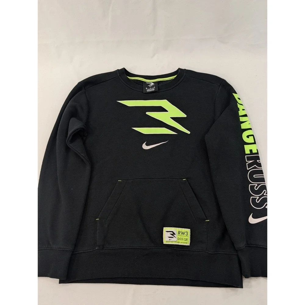 Nike Russell‎ Wilson 3BRAND Crew Youth Large 12-13 Yrs Black Graphic Sweatshirt